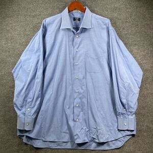 Gitman Bros. TTX Pinpoint Oxford Dress Shirt Men's 18.5 35 Blue Barrel Cuff READ